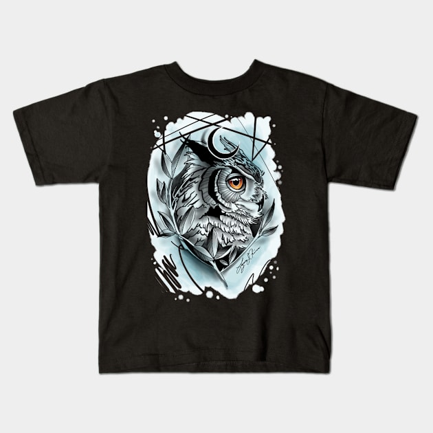 Owl Kids T-Shirt by Lazrartist